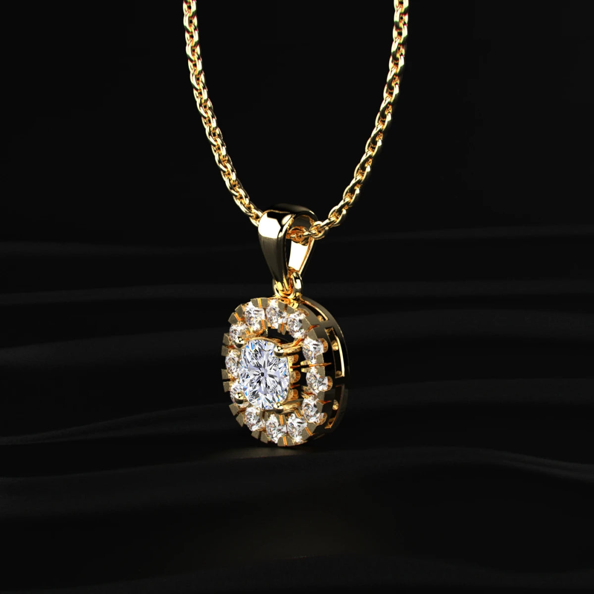 Cushion Diamond Pendant With Halo