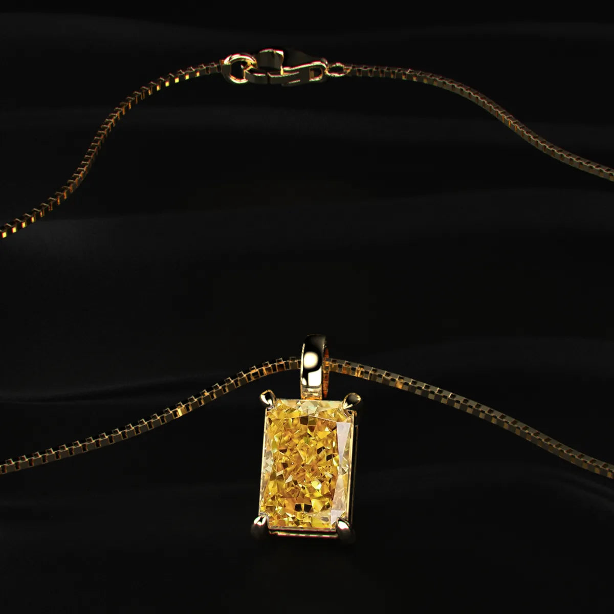 Yellow Radiant Diamond Solitaire Pendent | Earthly Jewels