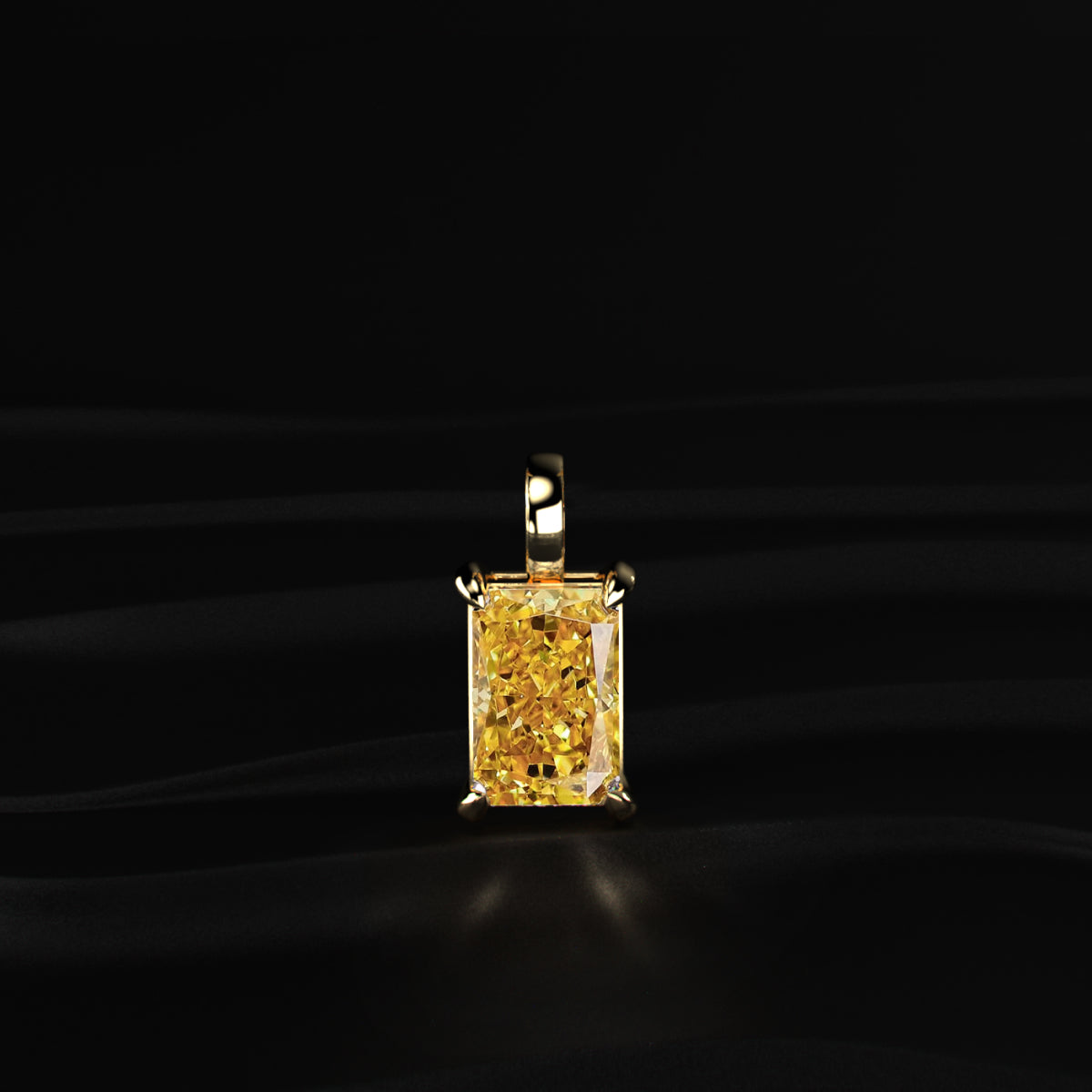 Yellow Radiant Diamond Solitaire Pendent | Earthly Jewels
