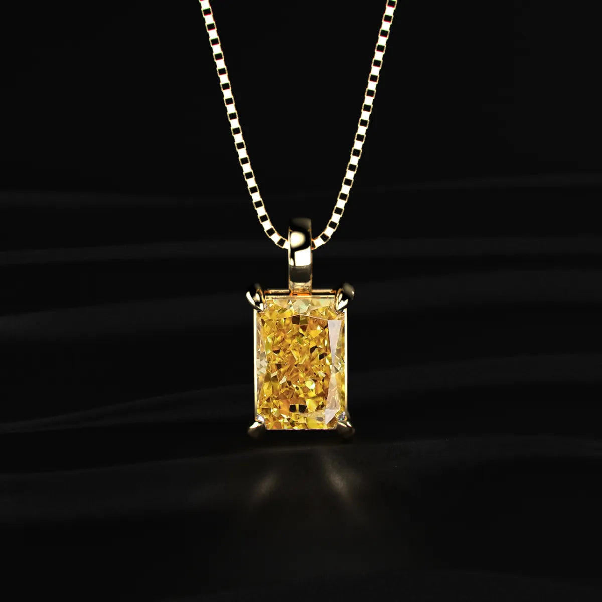 Yellow Radiant Diamond Solitaire Pendent | Earthly Jewels