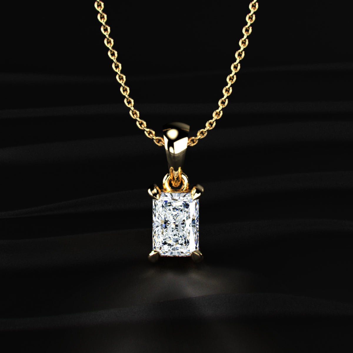 Radiant Cut Diamond Solitaire Pendant | Earthly Jewels