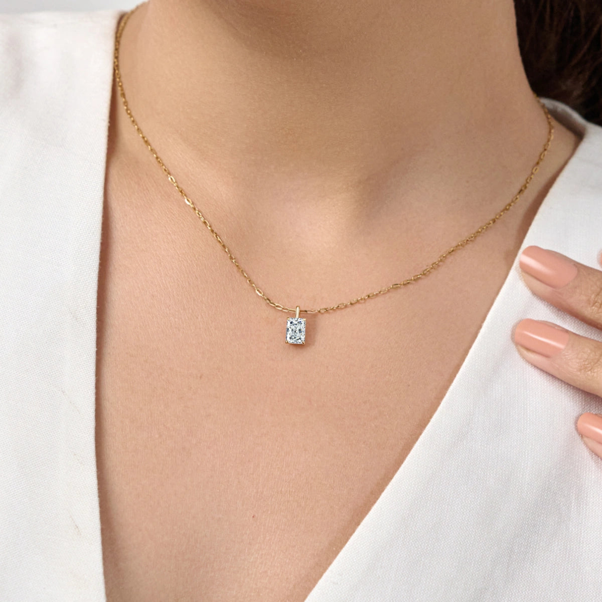 Radiant Cut Diamond Solitaire Pendant | Earthly Jewels