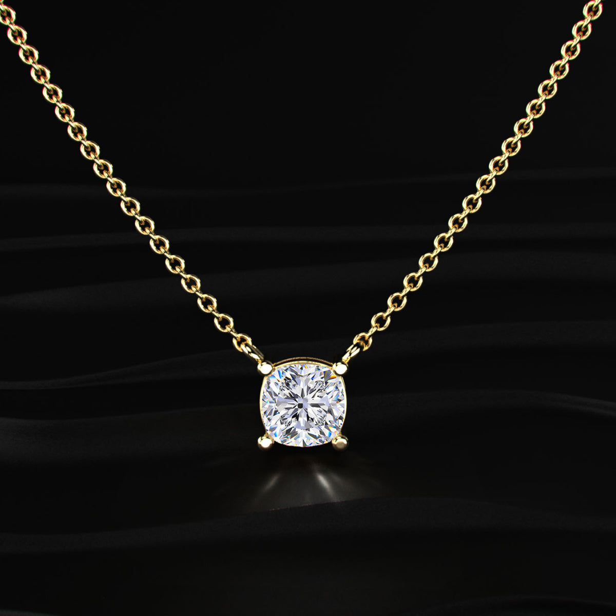 Cushion Cut Diamond Solitaire Necklace | Earthly Jewels