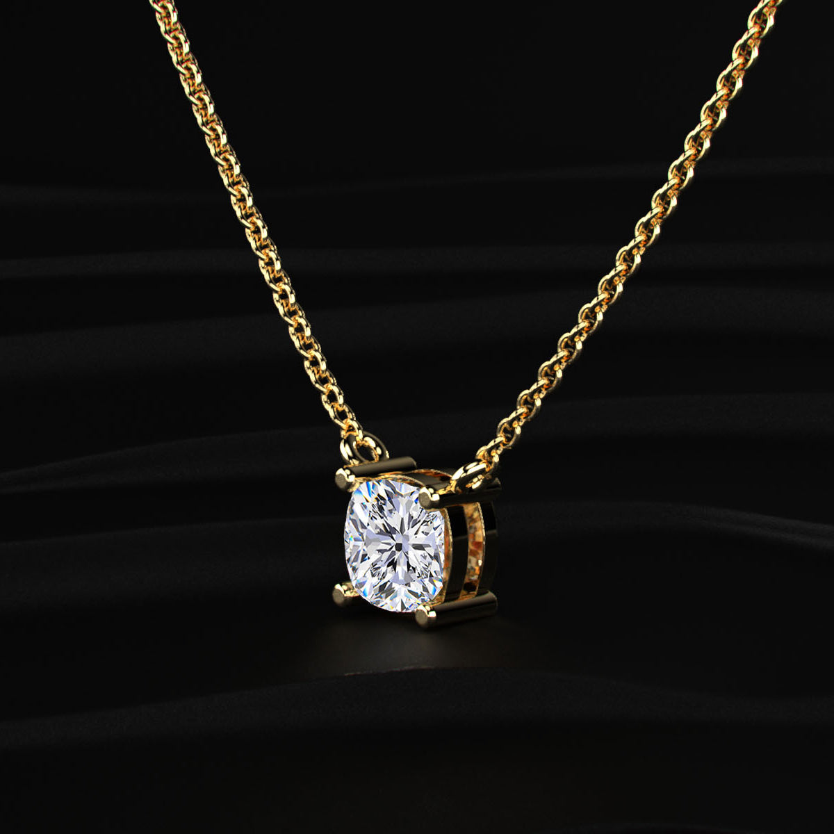 Cushion Cut Diamond Solitaire Necklace | Earthly Jewels
