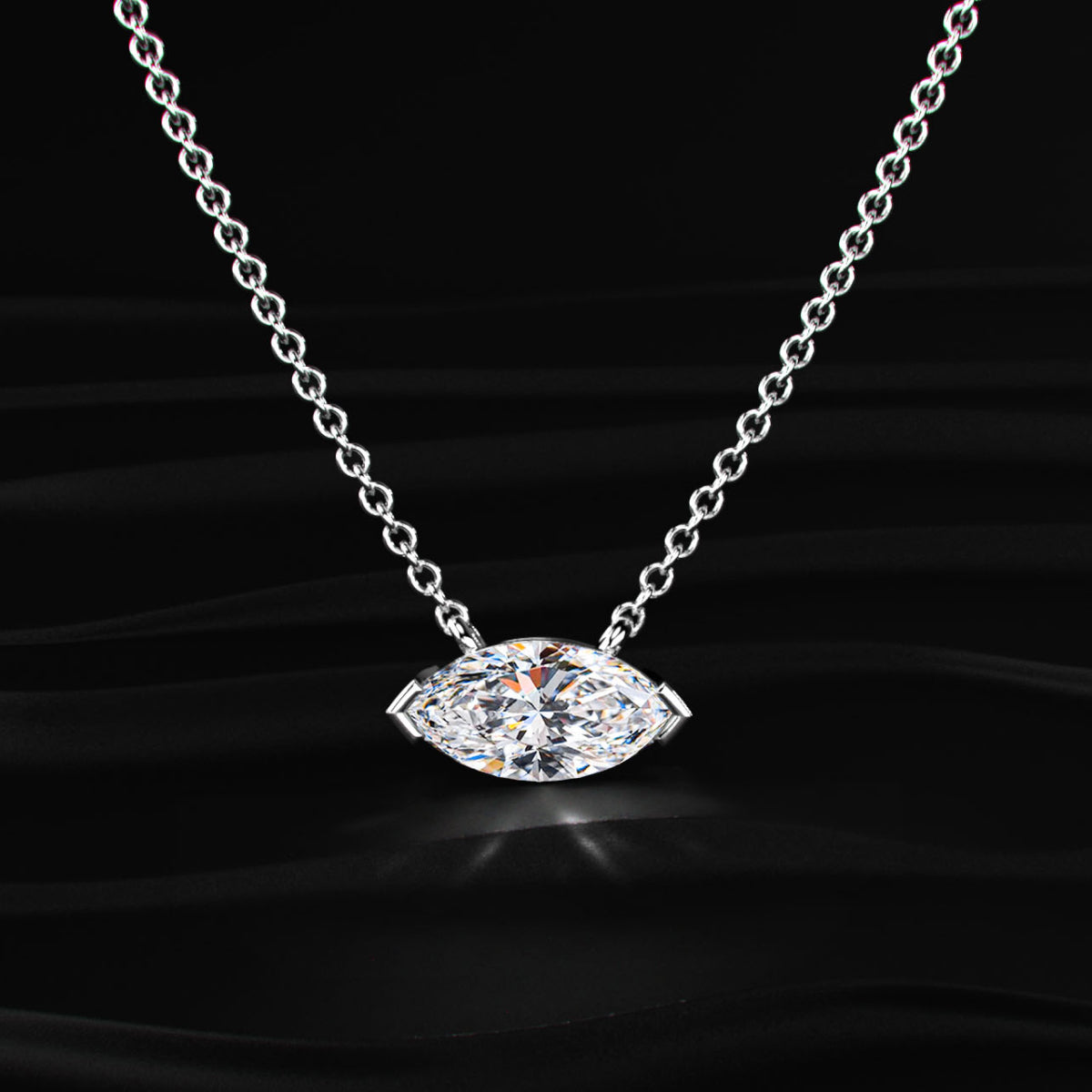 East West Marquise Solitaire Necklace | Earthly Jewels