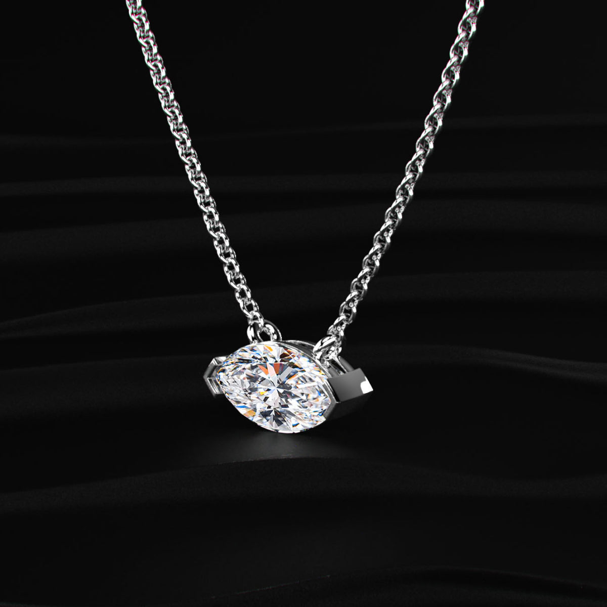 East West Marquise Solitaire Necklace | Earthly Jewels