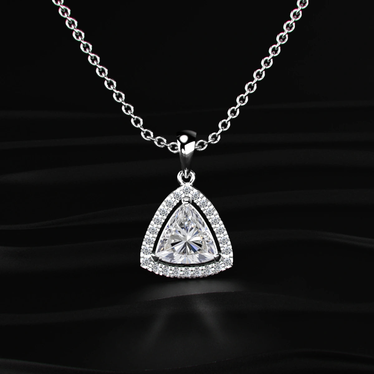 Trillion Cut Lab-Grown Diamond Halo Pendant | Earthly Jewels