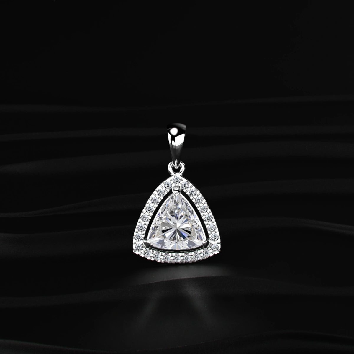 Trillion Cut Lab-Grown Diamond Halo Pendant | Earthly Jewels