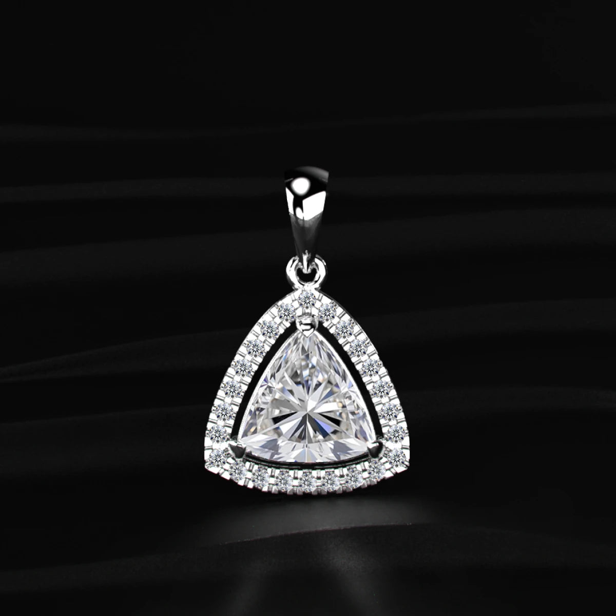 Trillion Cut Lab-Grown Diamond Halo Pendant | Earthly Jewels
