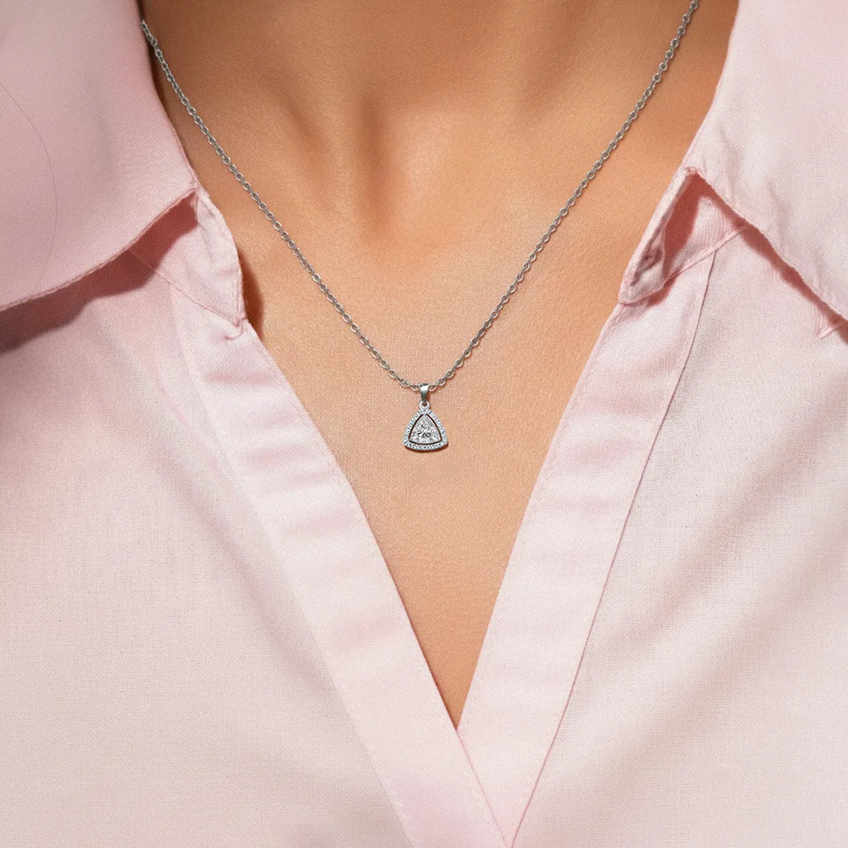 Trillion Cut Lab-Grown Diamond Halo Pendant