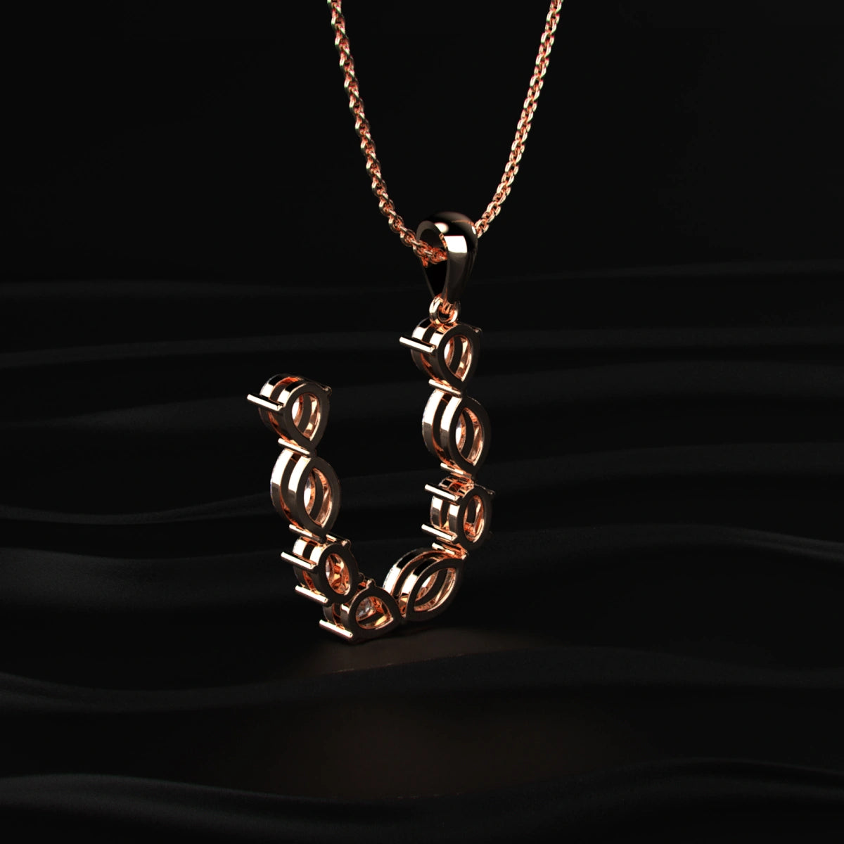 U Alphabet Diamond Pendant | Earthly Jewels