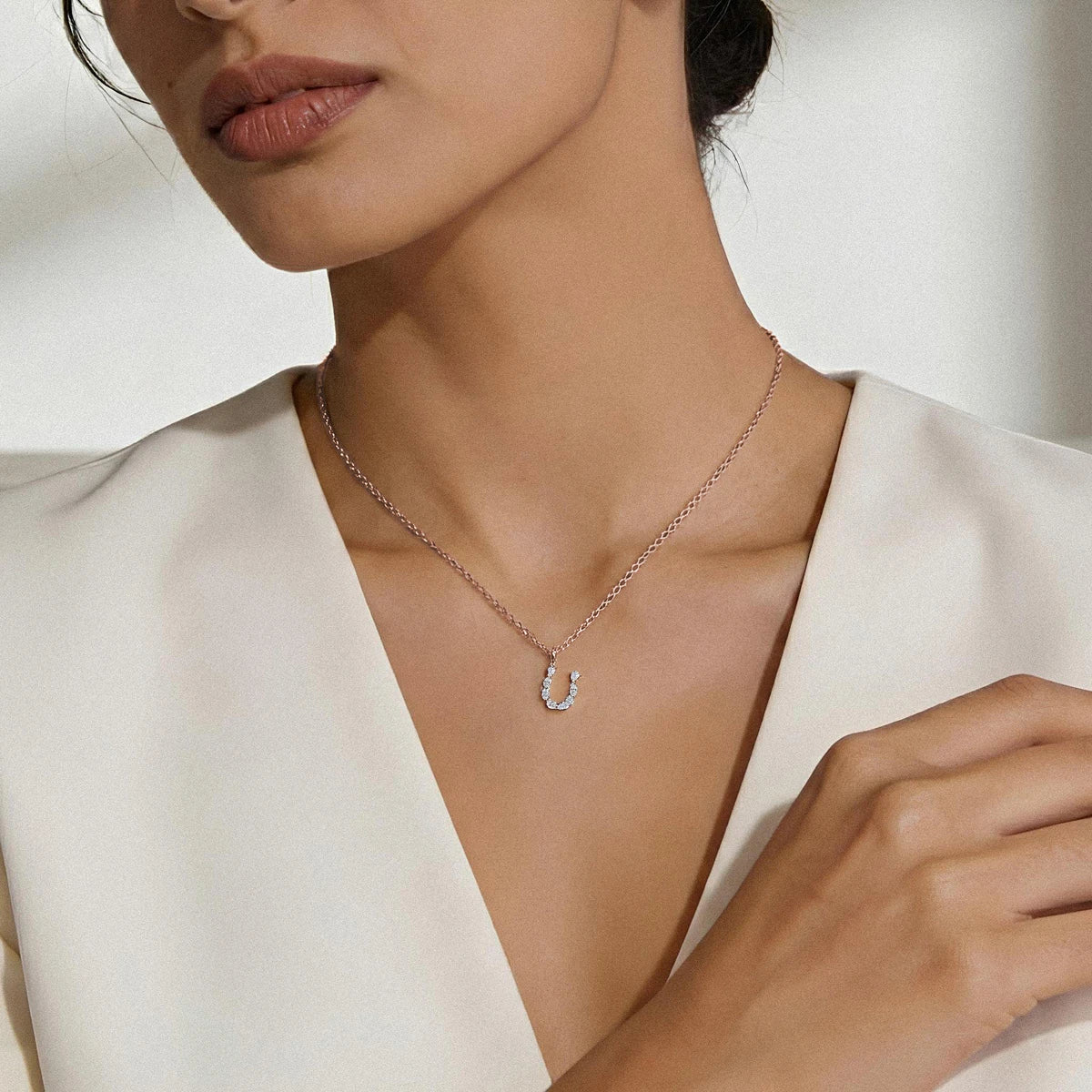 U Alphabet Diamond Pendant | Earthly Jewels