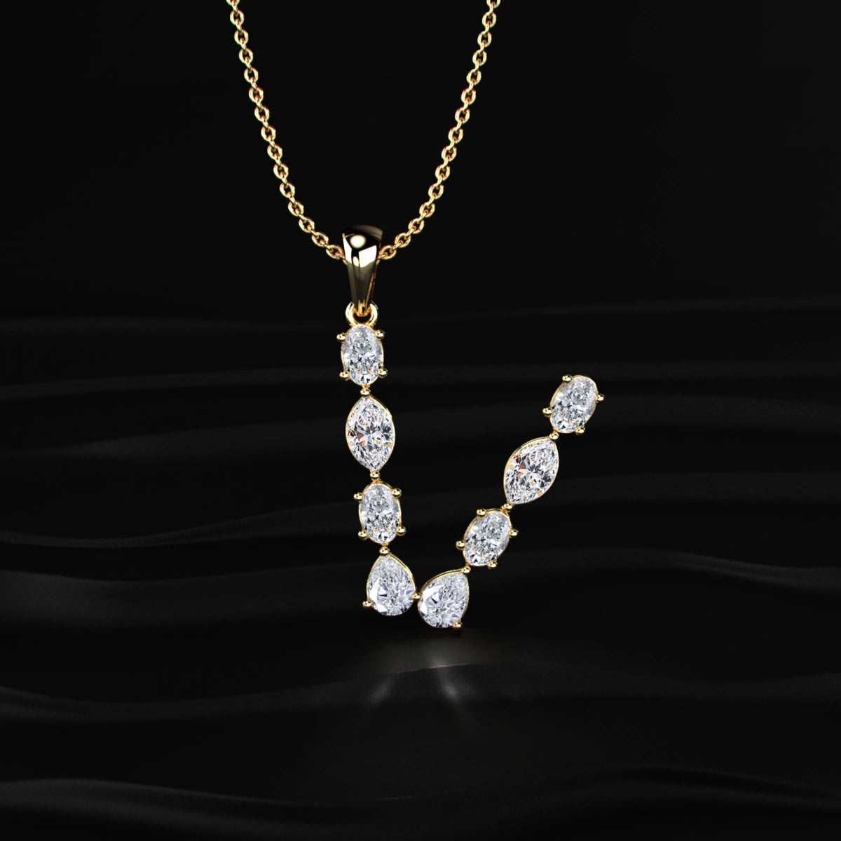 V Alphabet Diamond Pendant | Earthly Jewels