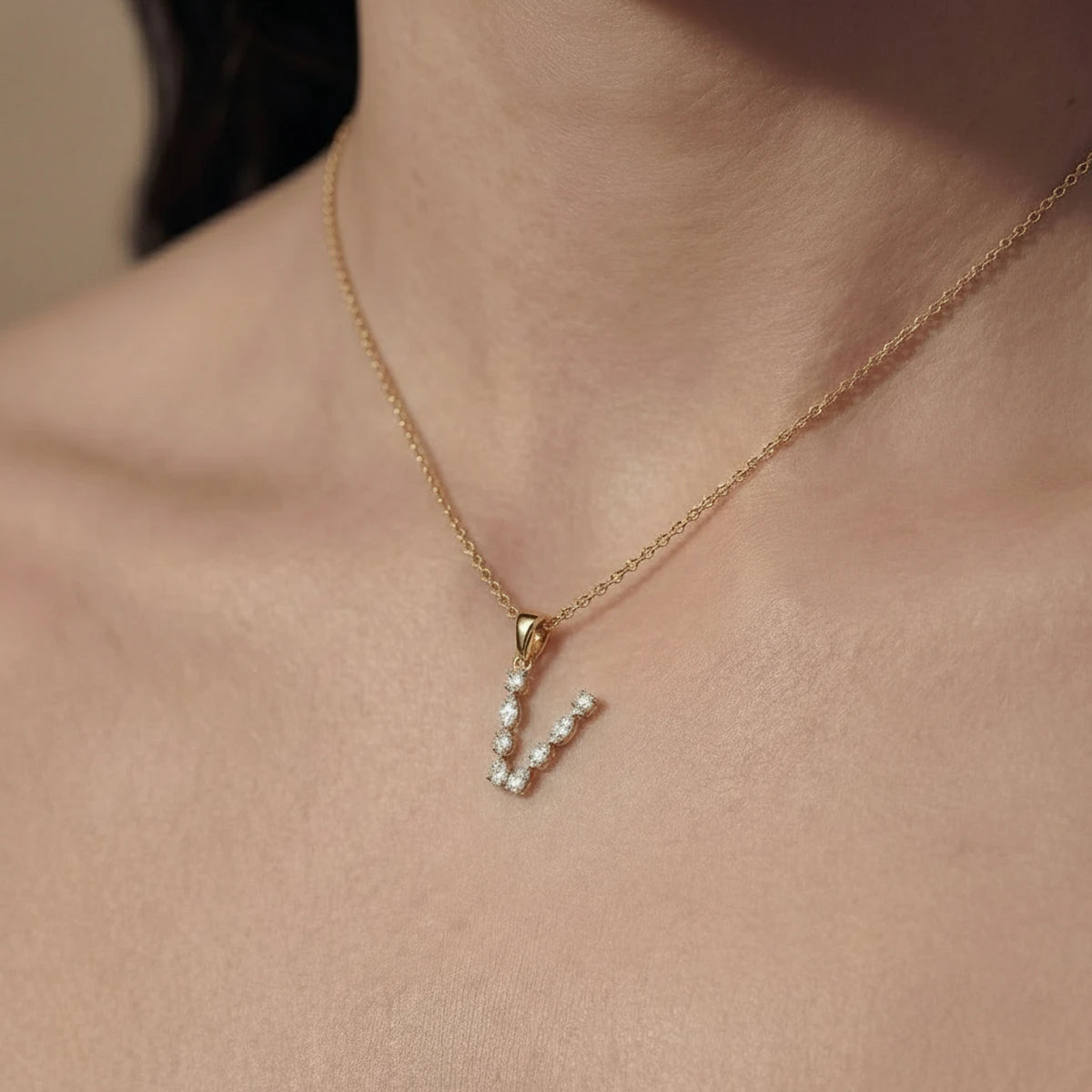 V Alphabet Diamond Pendant | Earthly Jewels