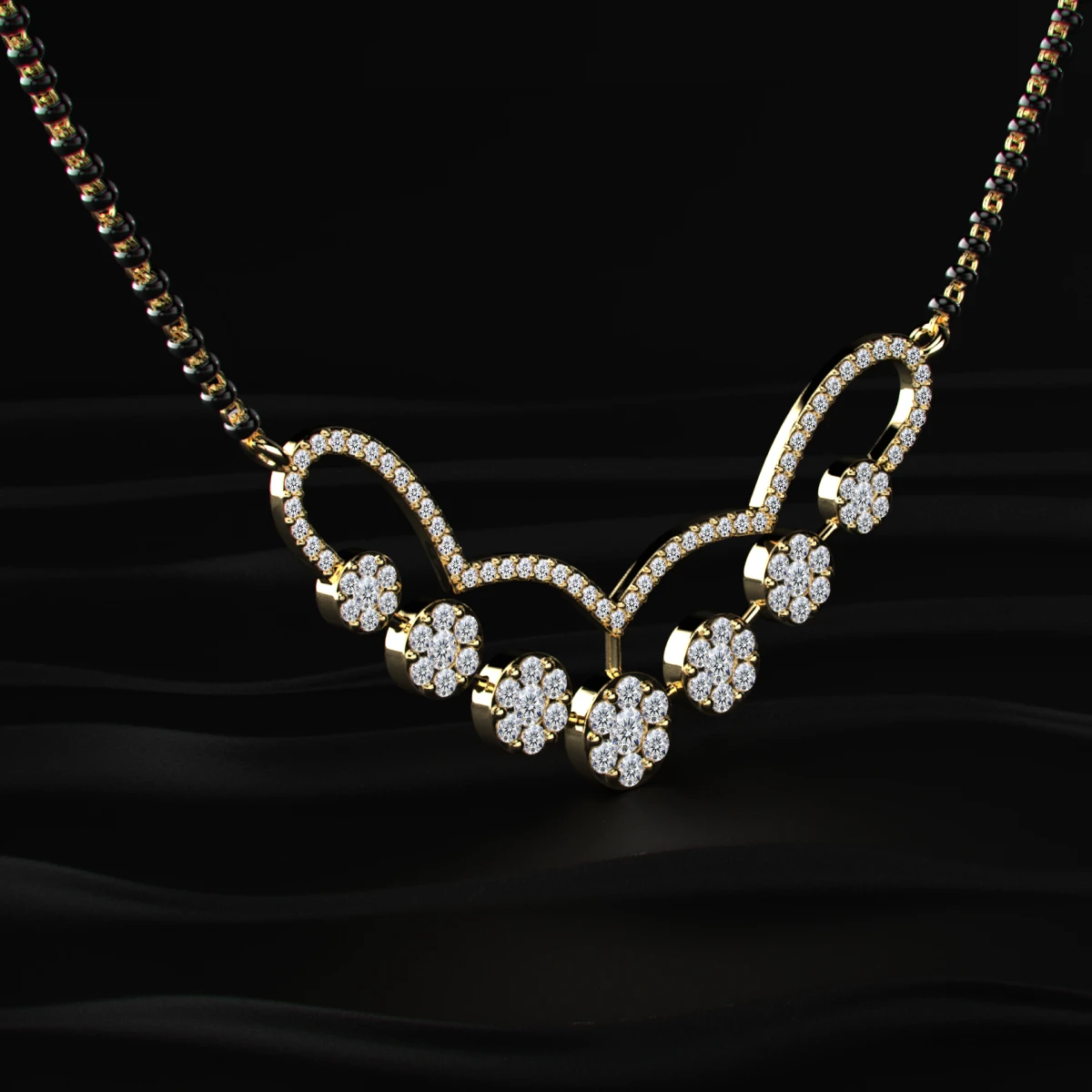 Cluster of seven diamond mangalsutra | Earthly Jewels
