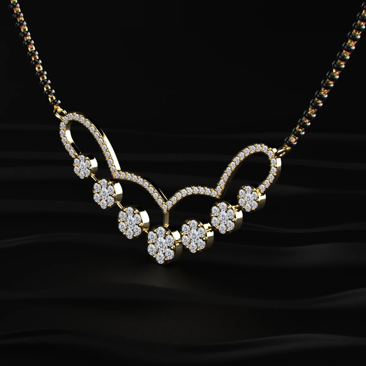 Cluster of seven diamond mangalsutra
