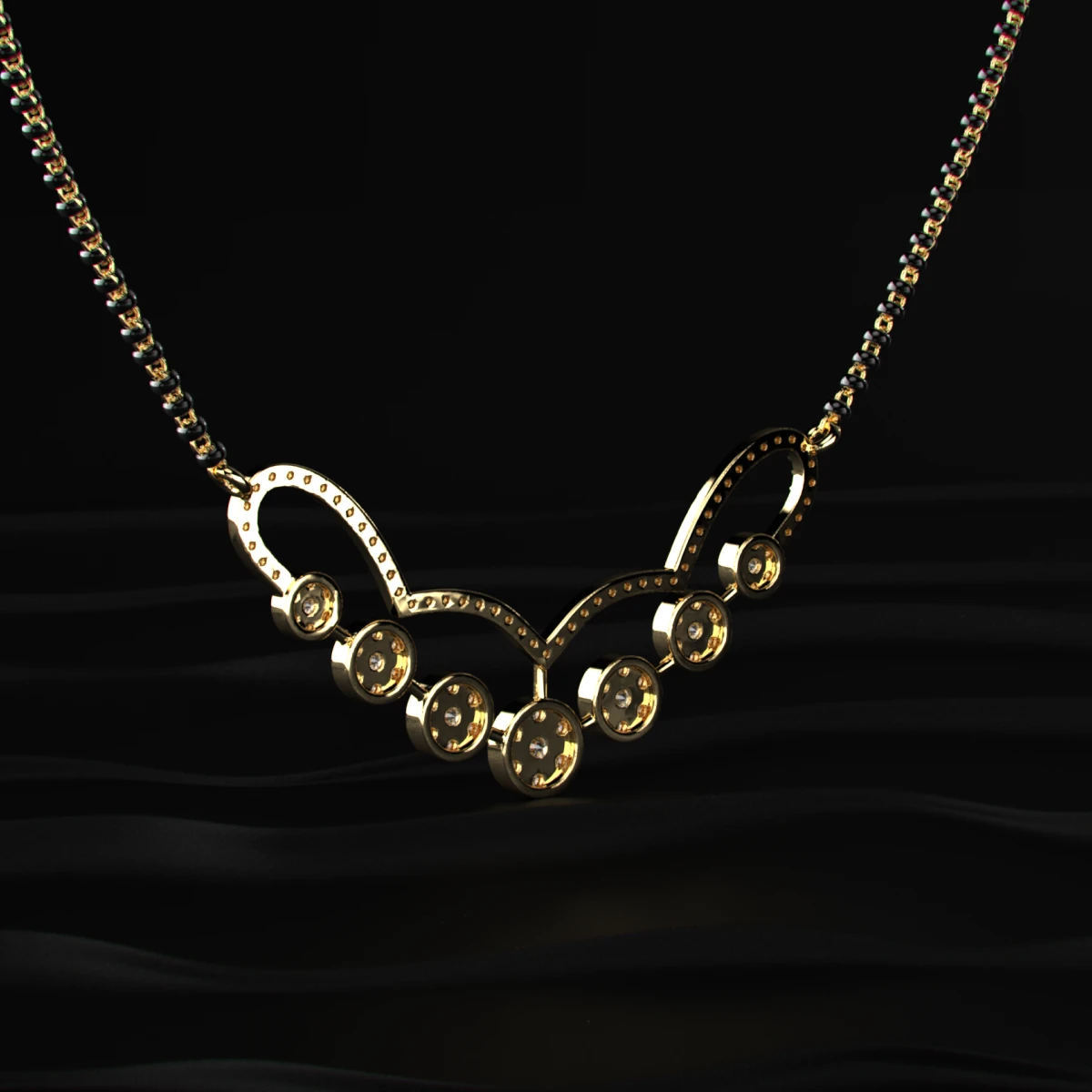 Cluster of seven diamond mangalsutra | Earthly Jewels