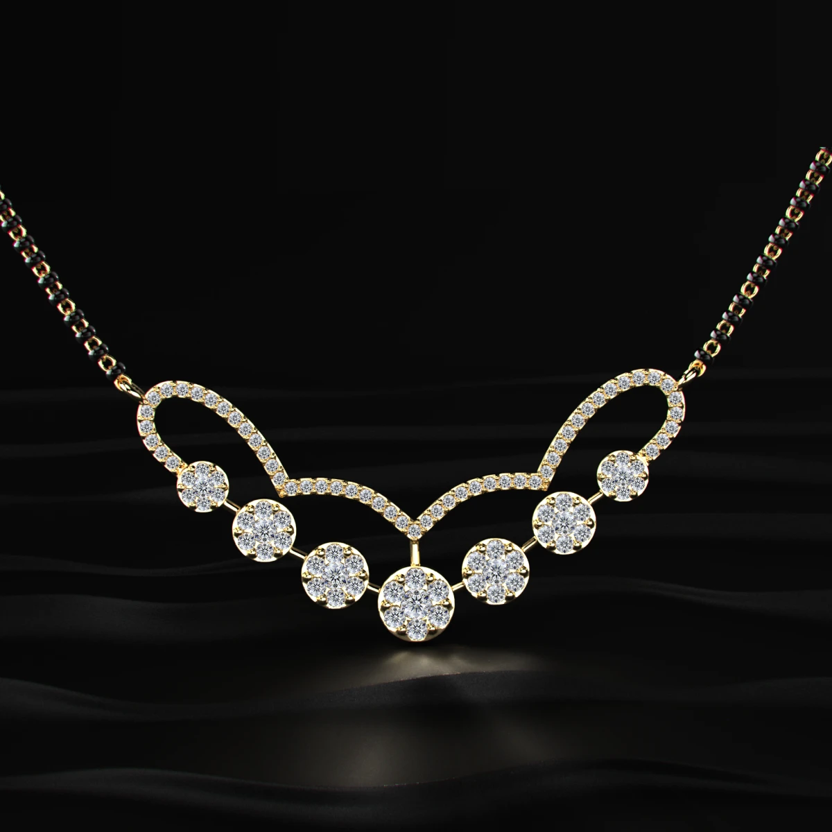 Cluster of seven diamond mangalsutra