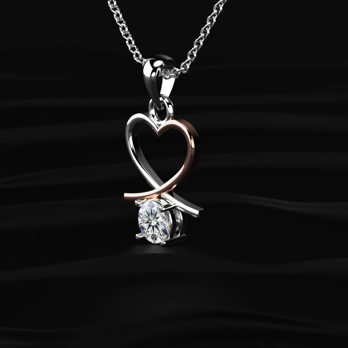 Round Diamond Pendant With Heart Shape | Earthly Jewels