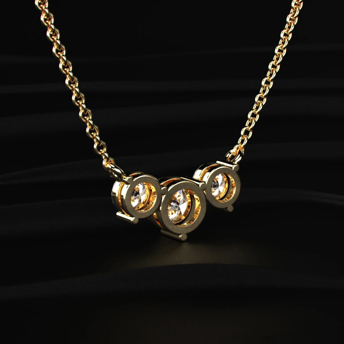 Classic 3 Round Diamond Necklace | Earthly Jewels