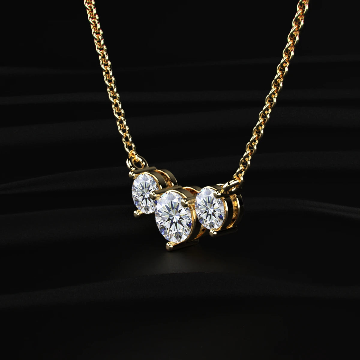 Classic 3 Round Diamond Necklace | Earthly Jewels