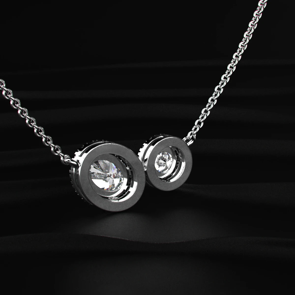 Round and Oval Toi-Et-Moi Necklace With Halo | Earthly Jewels