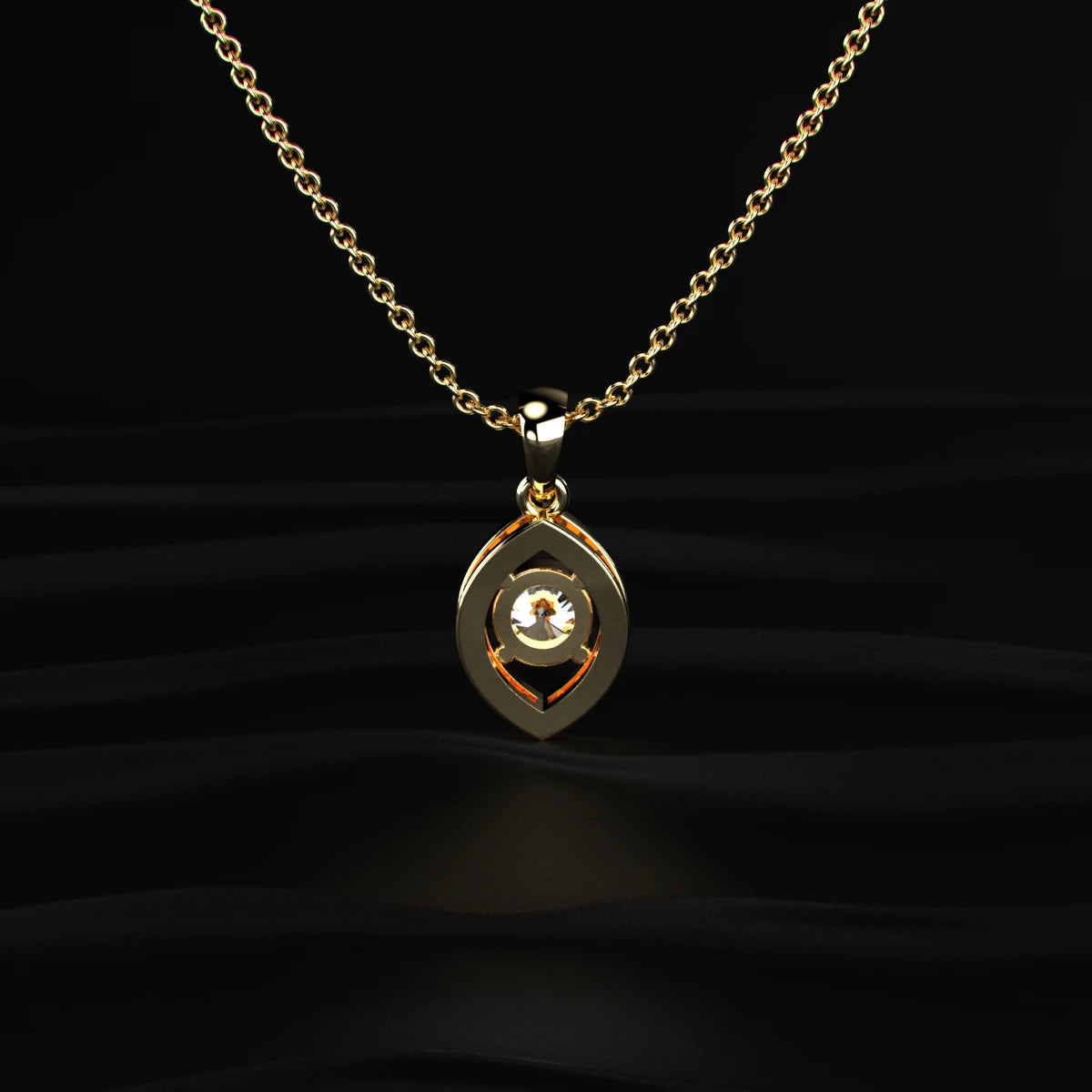 Round Diamond Eye Shaped Halo Pendant | Earthly Jewels