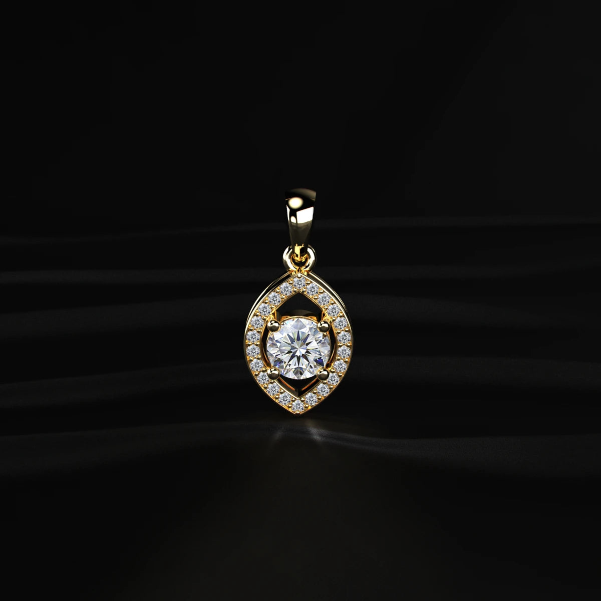 Round Diamond Eye Shaped Halo Pendant | Earthly Jewels