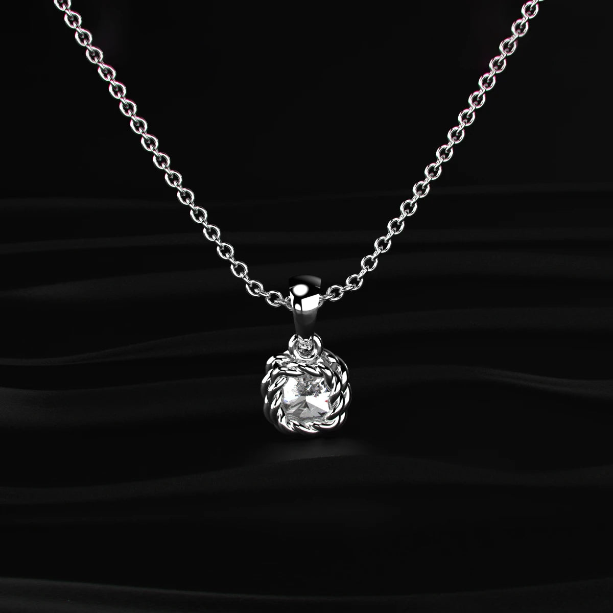 Cushion Cut Diamond Solitaire Pendant | Earthly Jewels | Back Image