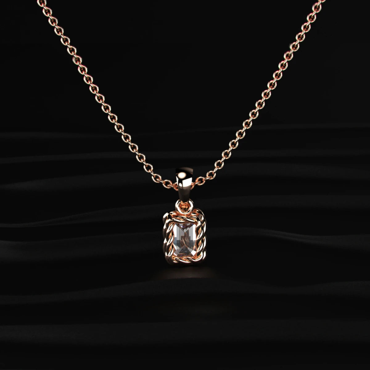 Emerald Cut Diamond Solitaire Pendant | Earthly Jewels | Back Image