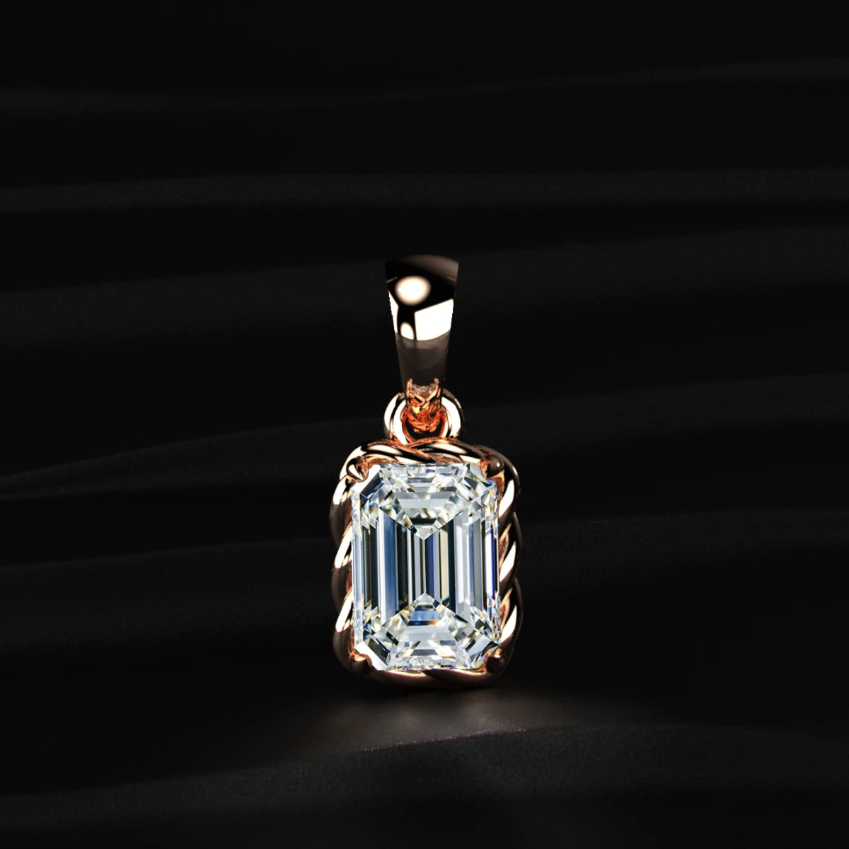 Emerald Cut Diamond Solitaire Pendant | Earthly Jewels