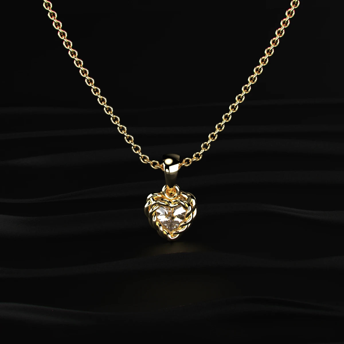 Heart Shape Diamond Solitaire Pendant | Earthly Jewels | Back Image