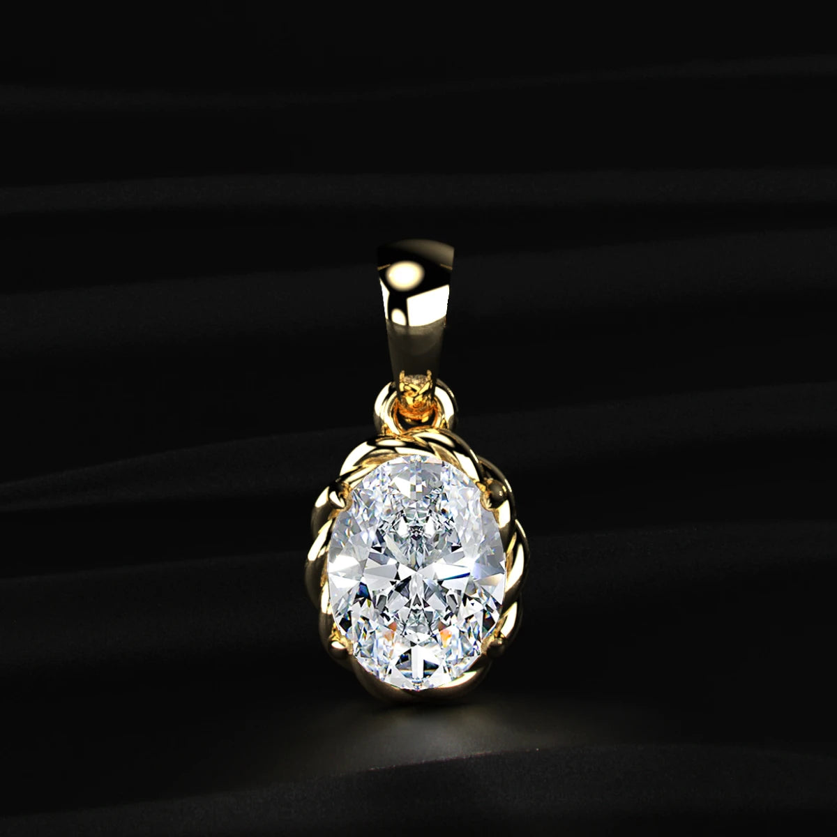 Oval Cut Diamond Solitaire Pendant | Earthly Jewels
