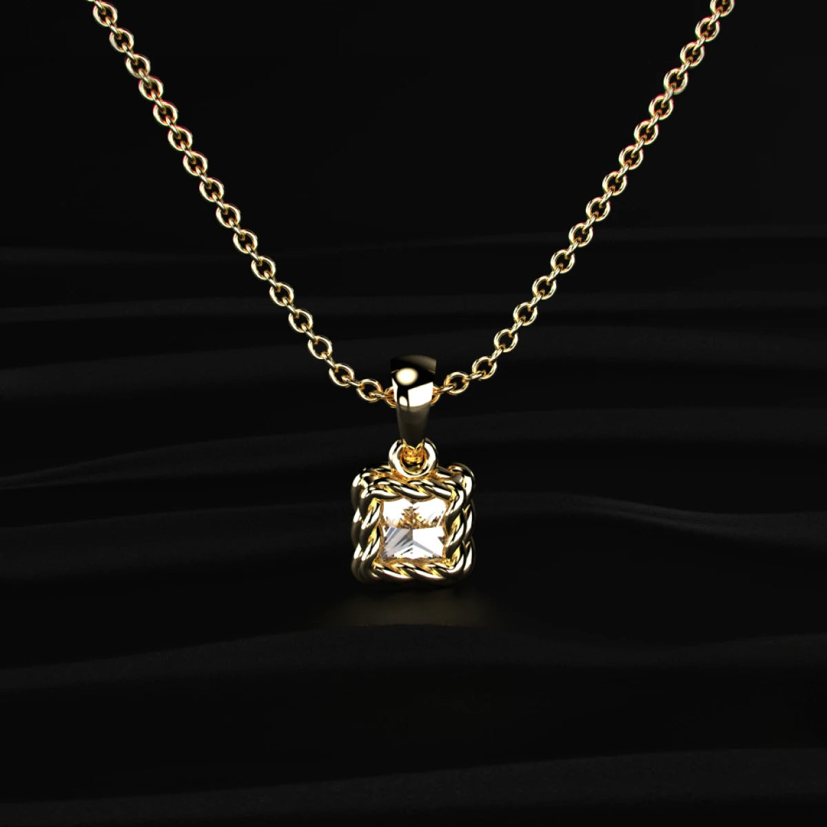 Princess Cut Diamond Solitaire Pendant | Earthly Jewels | Back Image