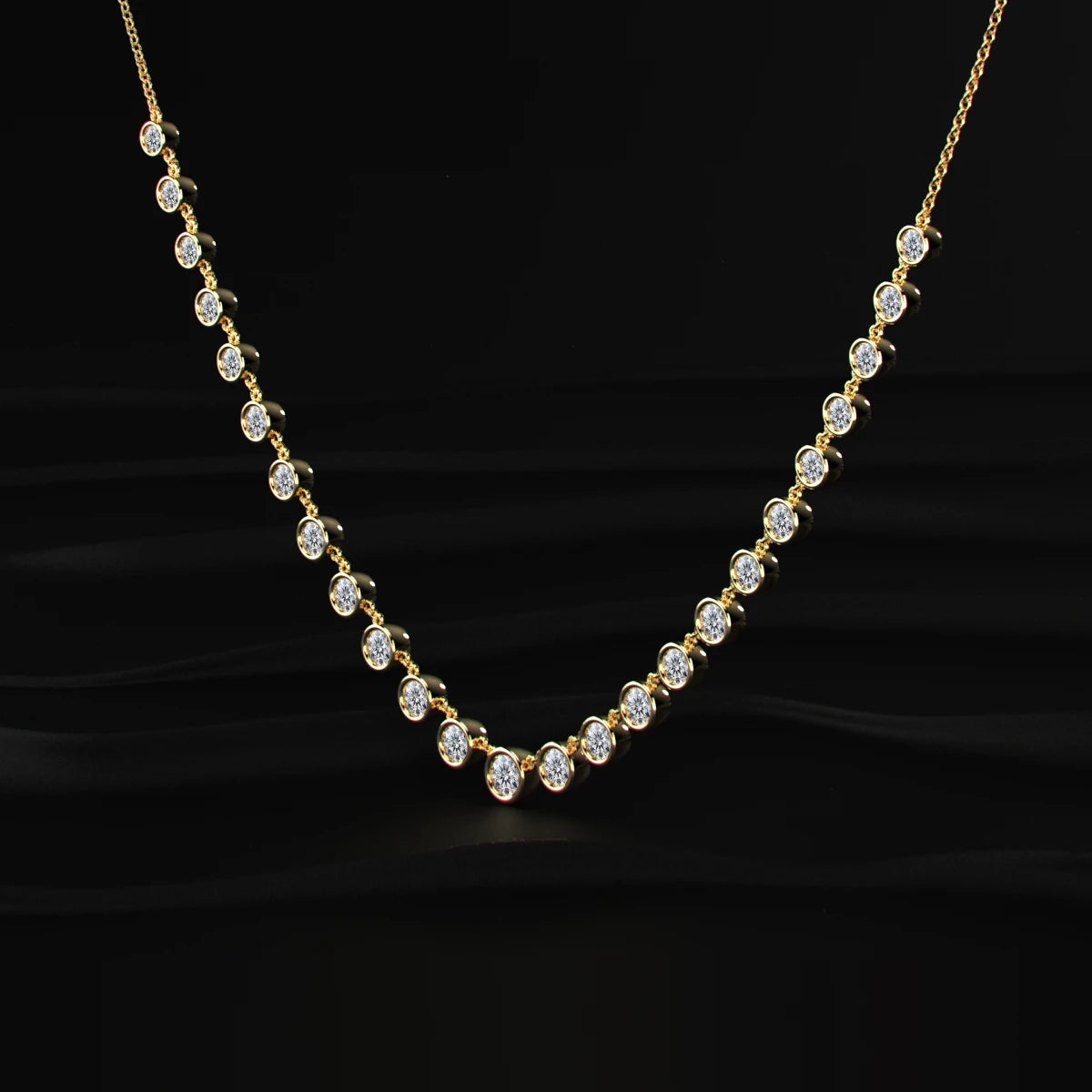 Round Diamond Tennis Necklace