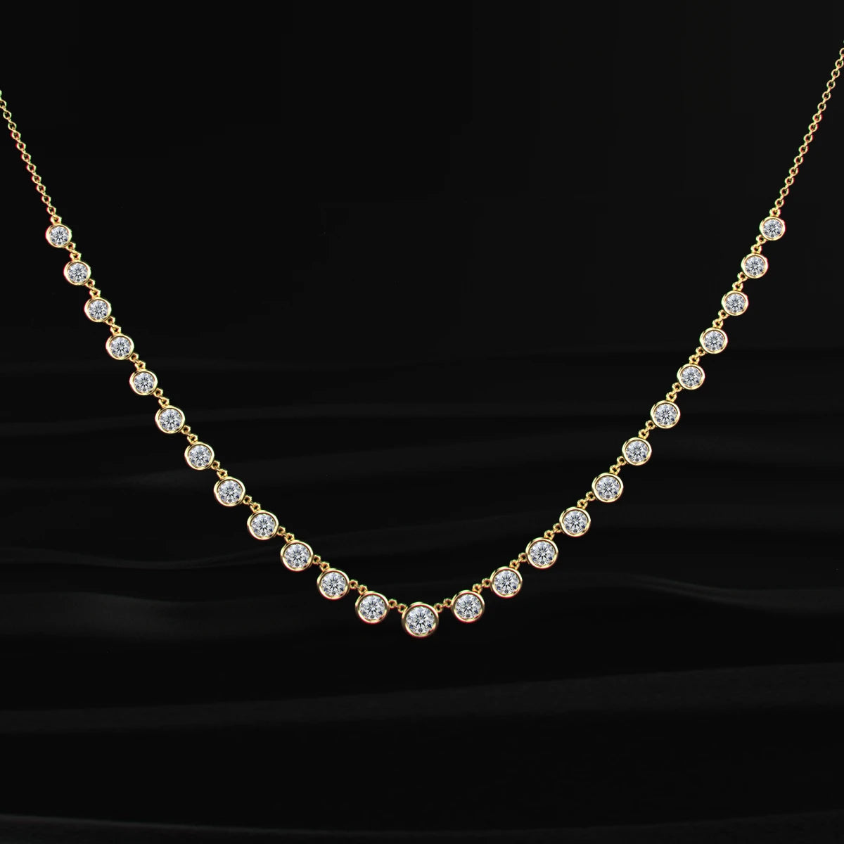 Bezel Set Round Diamond Tennis Necklace