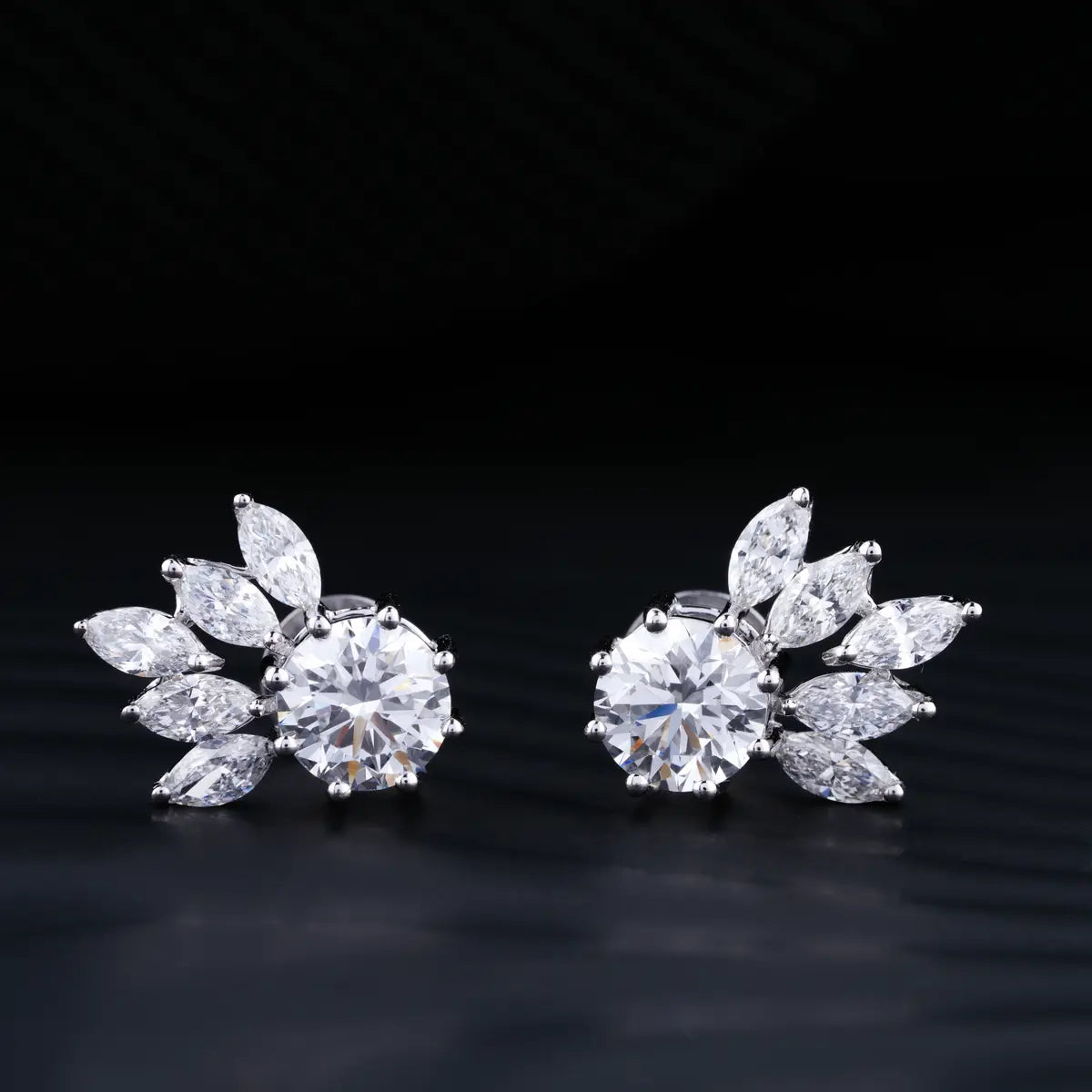 Flower Diamond Stud Earrings | Earthly Jewels