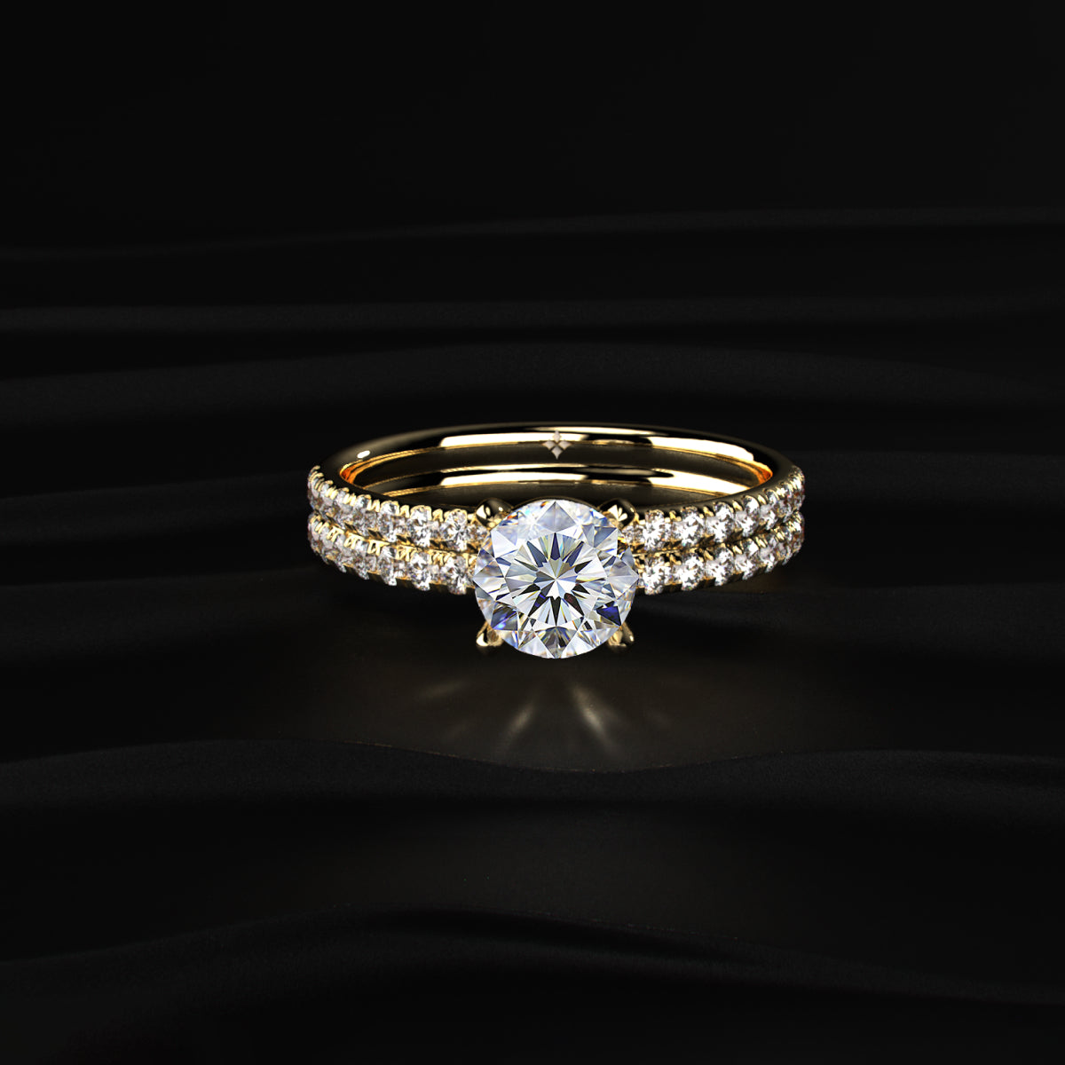 Round Solitaire Double Shank Ring | Earthly Jewels