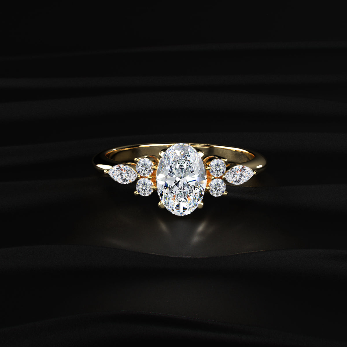 Oval Engagement Ring with Side Accents | Earthly Jewels