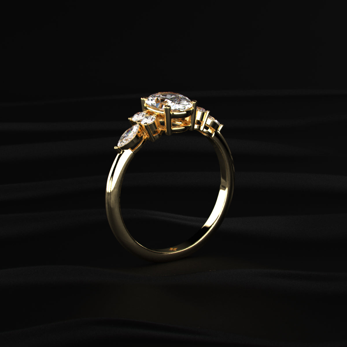 Oval Engagement Ring with Side Accents | Earthly Jewels