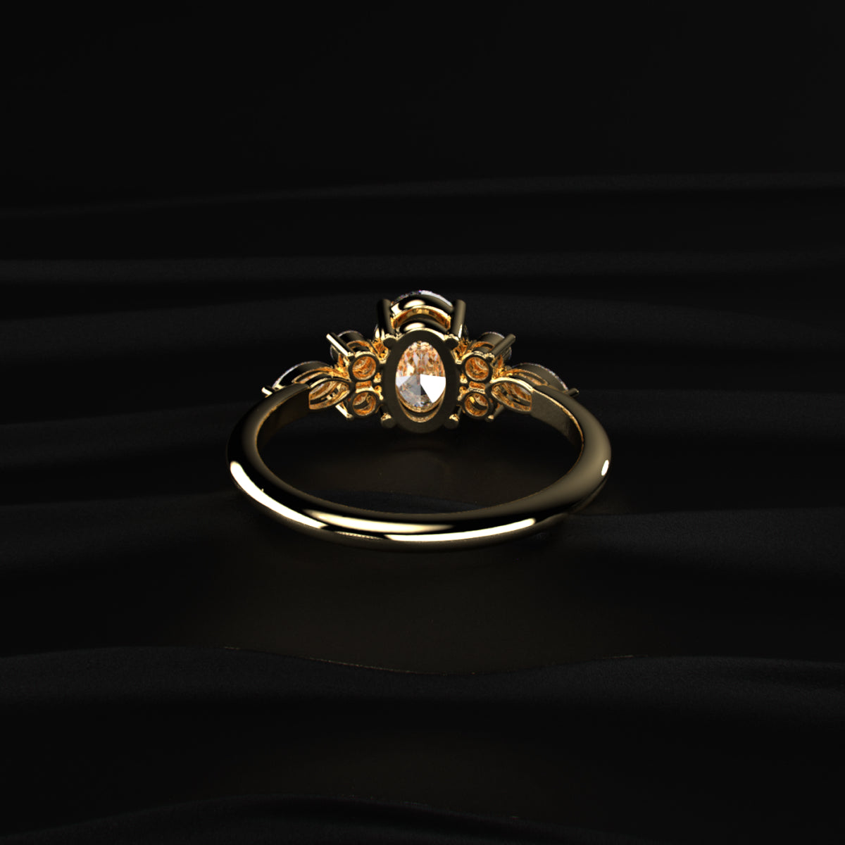 Oval Engagement Ring with Side Accents | Earthly Jewels