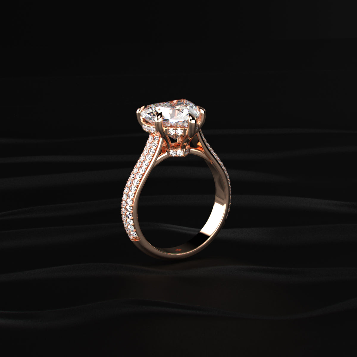 Heart Shaped Hidden Halo Engagement Ring