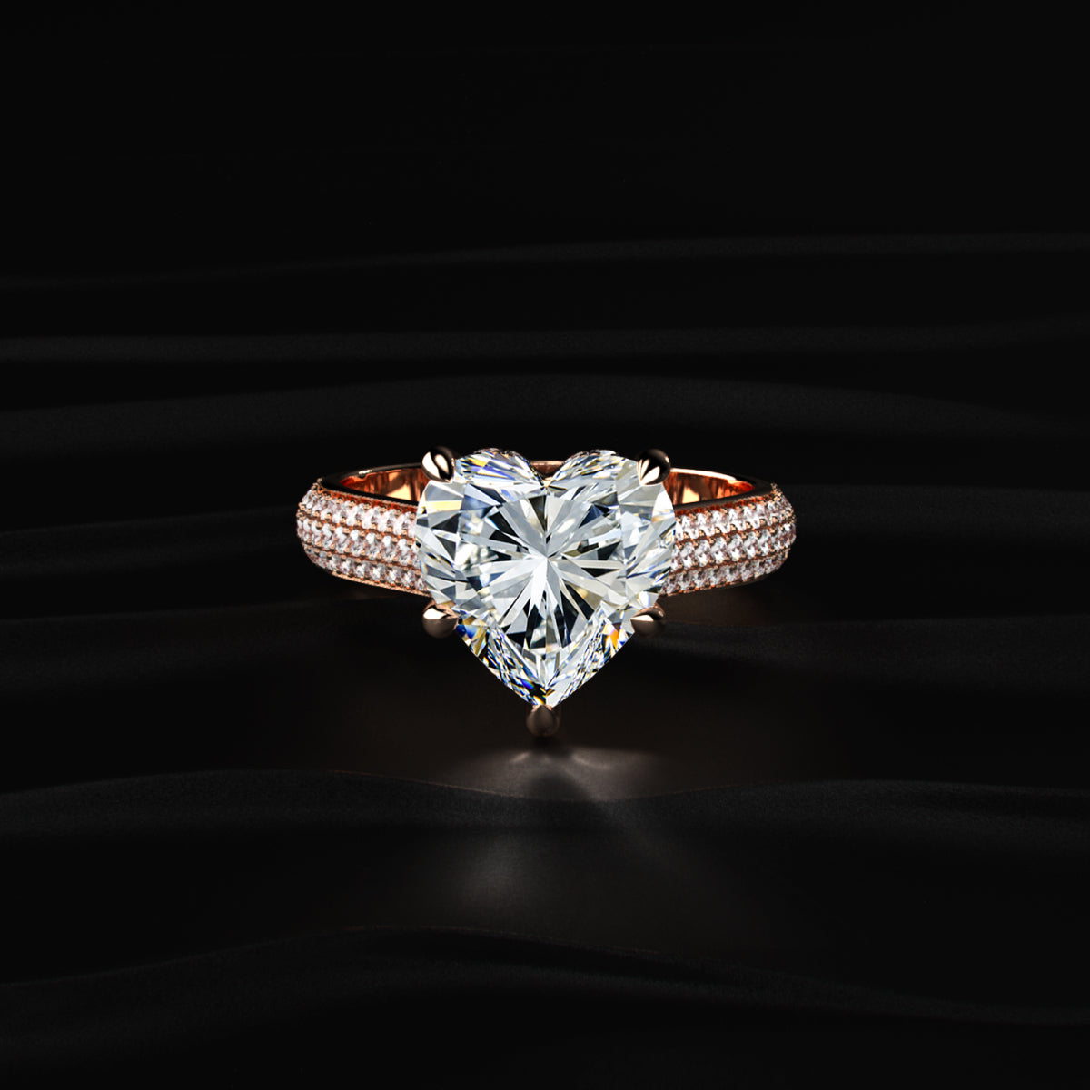 Heart Shaped Hidden Halo Engagement Ring