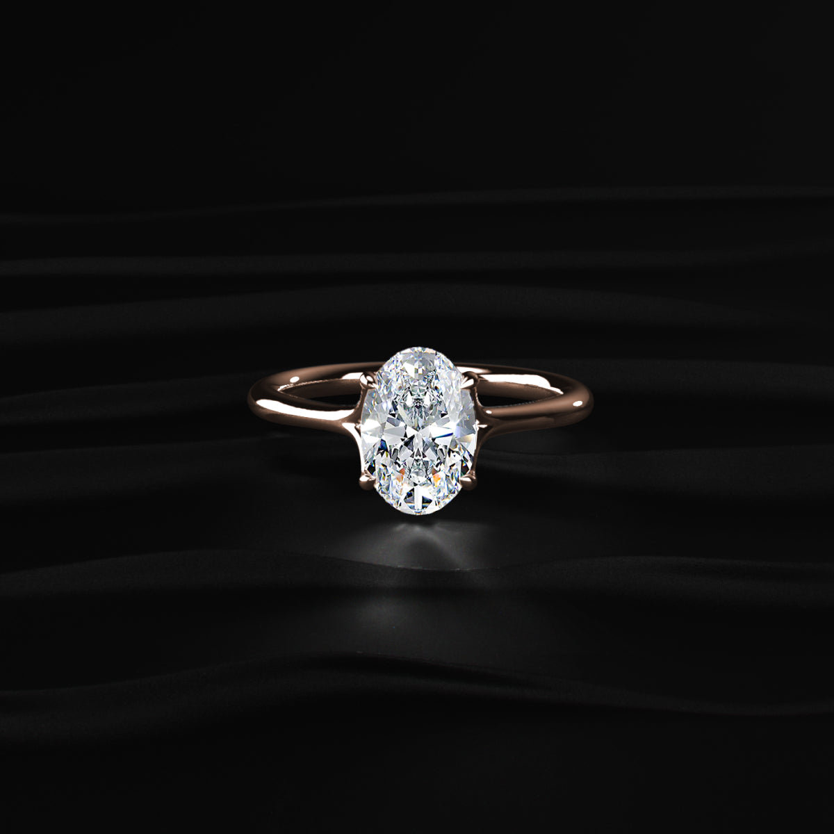 Oval Solitaire Engagement Ring With Mystique Stone | Earthly Jewels