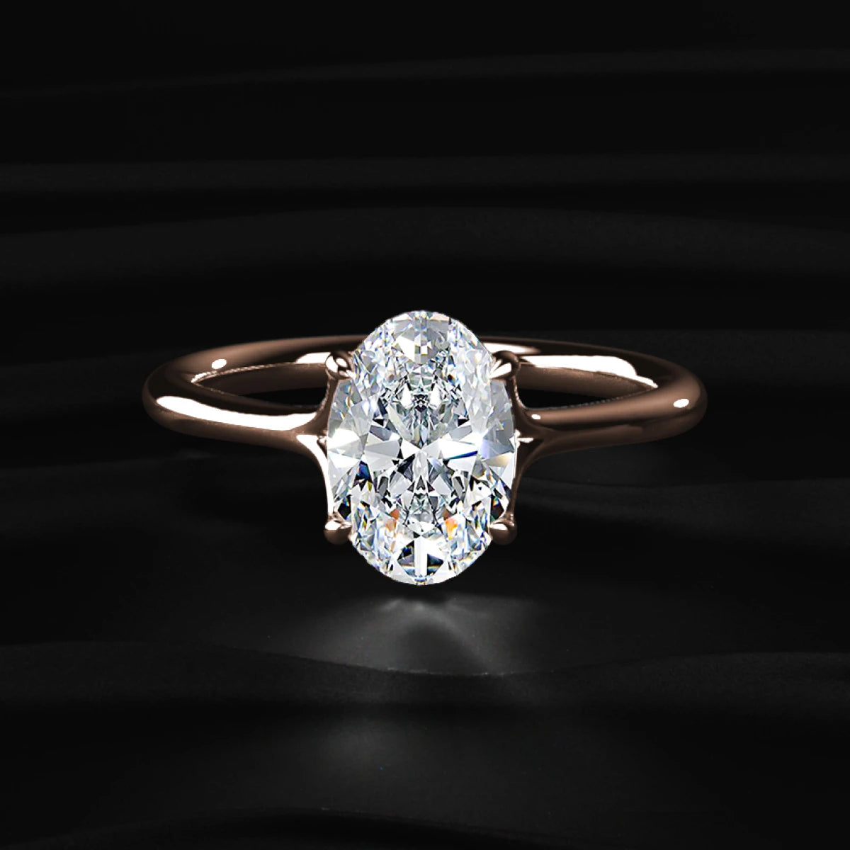 Oval Solitaire Engagement Ring With Mystique Stone | Earthly Jewels