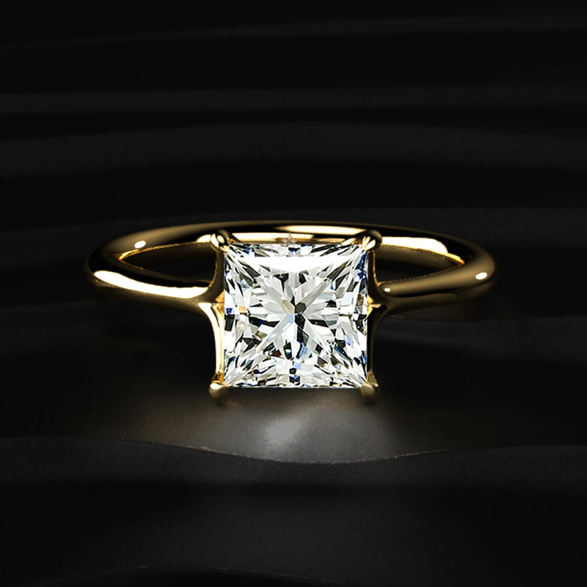 Princess Solitaire Split Shank Engagement Ring | Earthly Jewels
