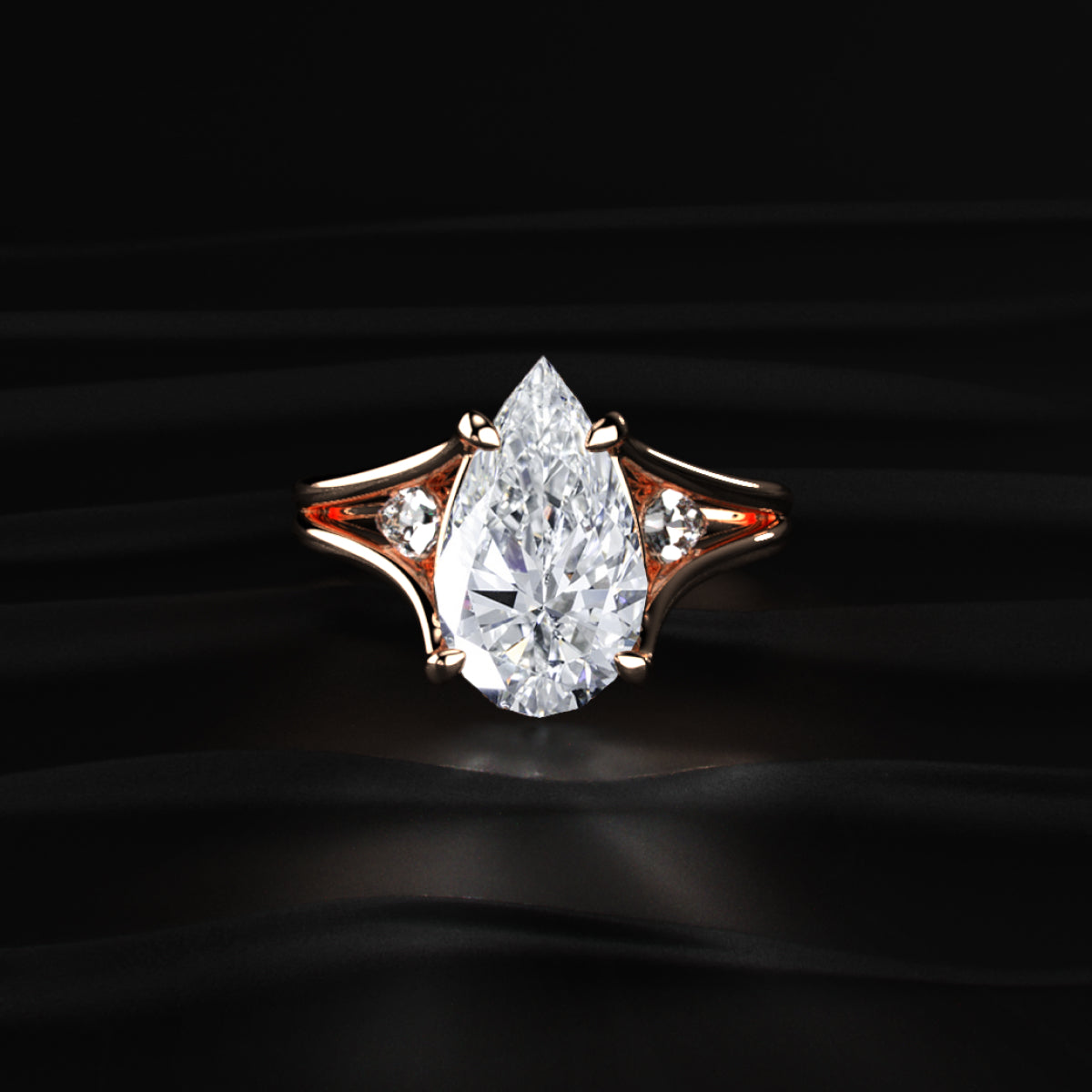 Pear Trilogy Engagement Ring | Earthly jewels