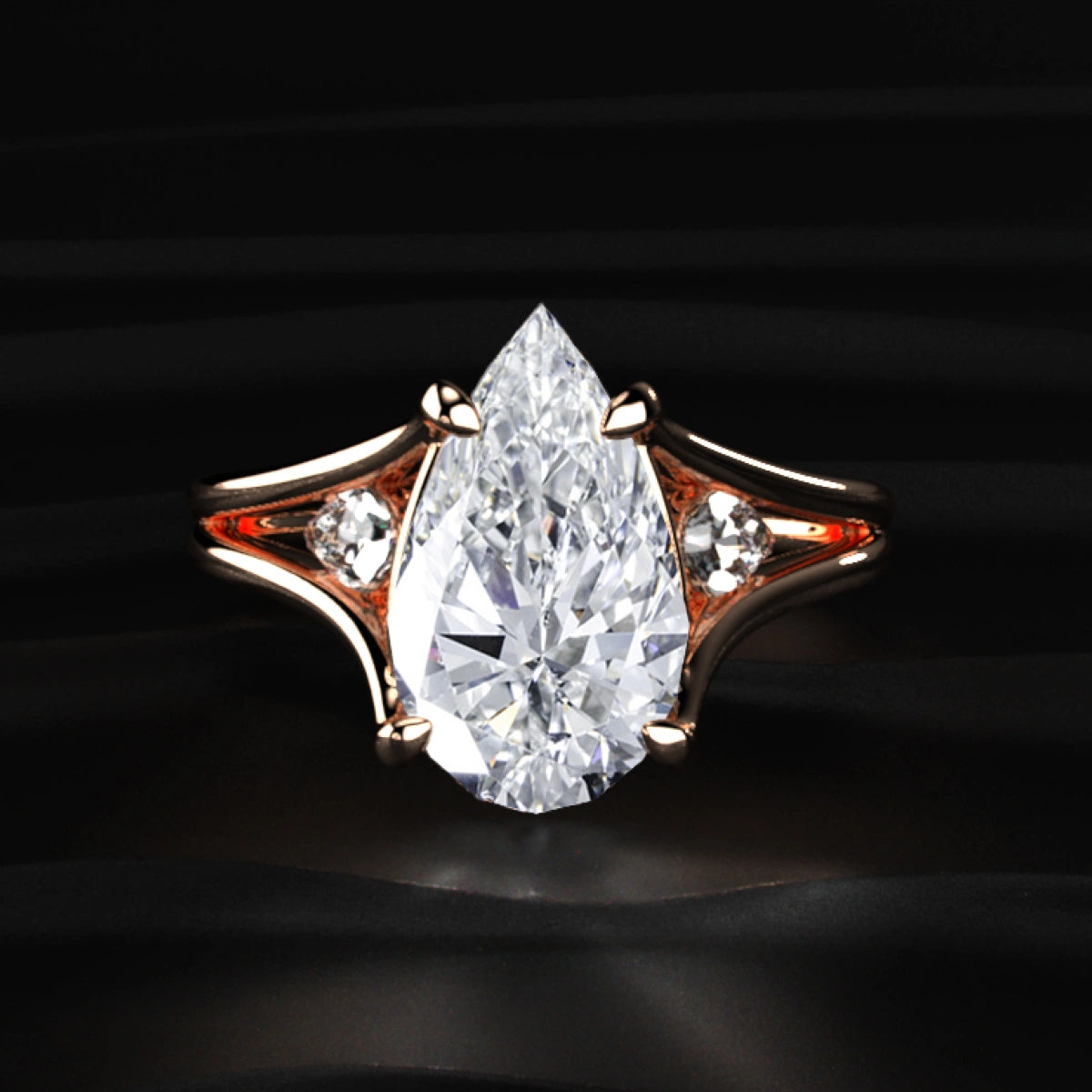 Pear Trilogy Engagement Ring | Earthly Jewels