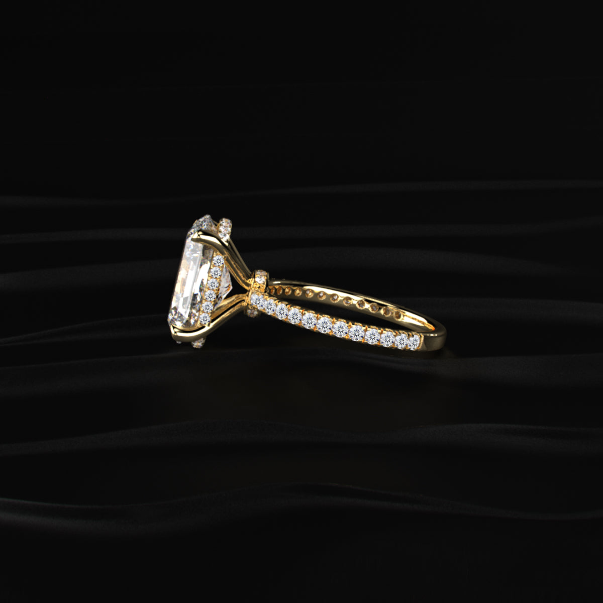 Cushion Cut Hidden Halo Engagement Ring | Earthly Jewels