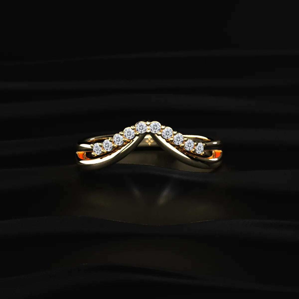 Double Band Diamond Chevron Ring | Earthly Jewels